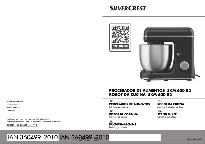 Page 1 de la notice Manuel utilisateur SilverCrest SKM 600 B2