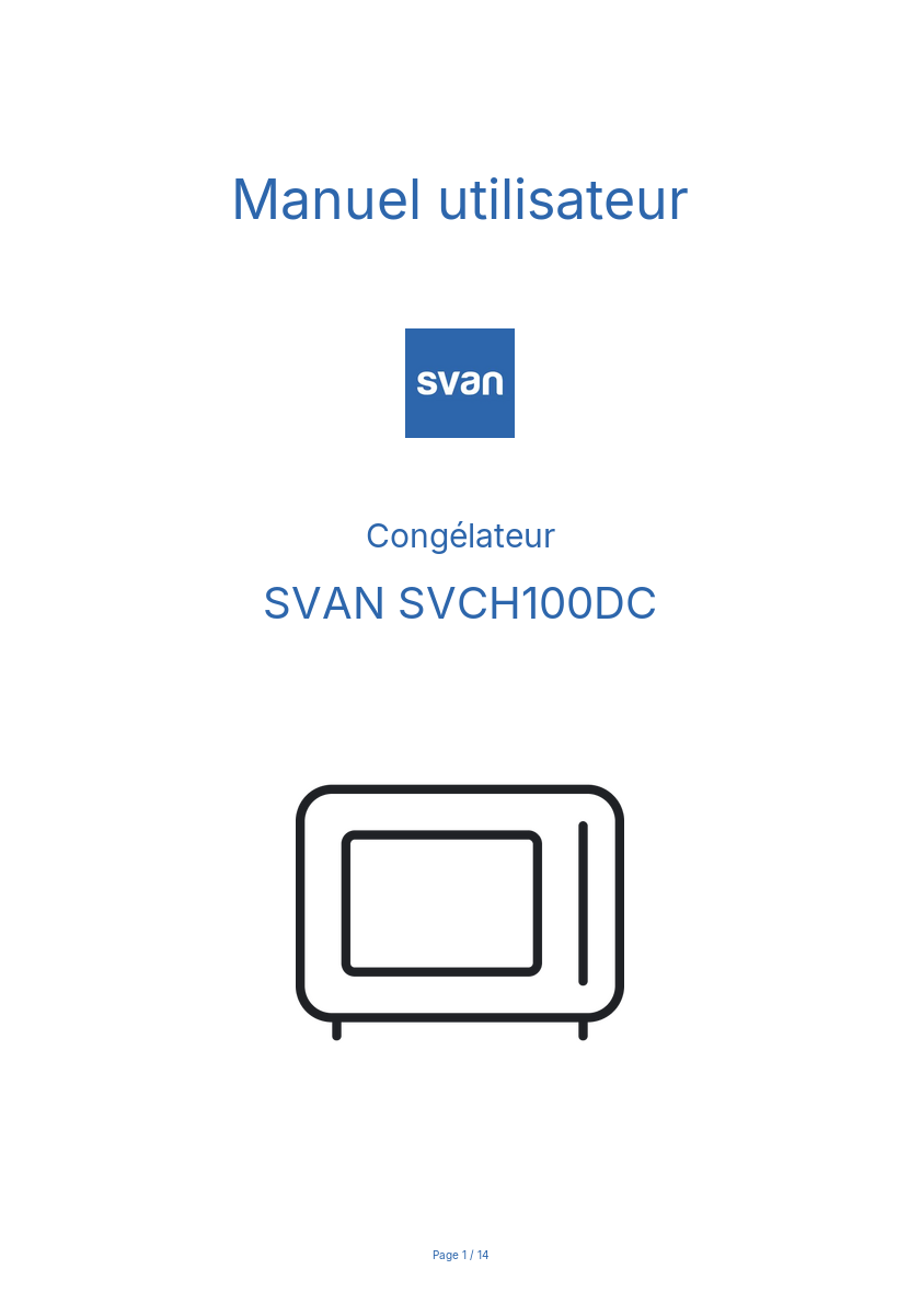 Page n°1 - Manuel utilisateur SVAN SVCH100DC