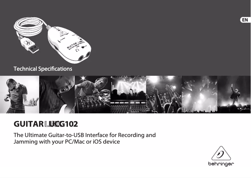Page 1 de la notice Fiche technique Behringer Guitar Link UCG102