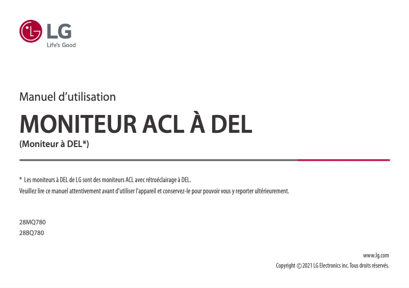 Image de la première page du manuel de l'appareil DualUp Ergo 28MQ780
