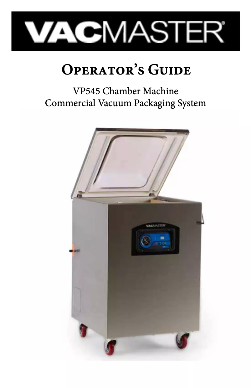 Page n°1 - Manuel utilisateur Vacmaster VP545