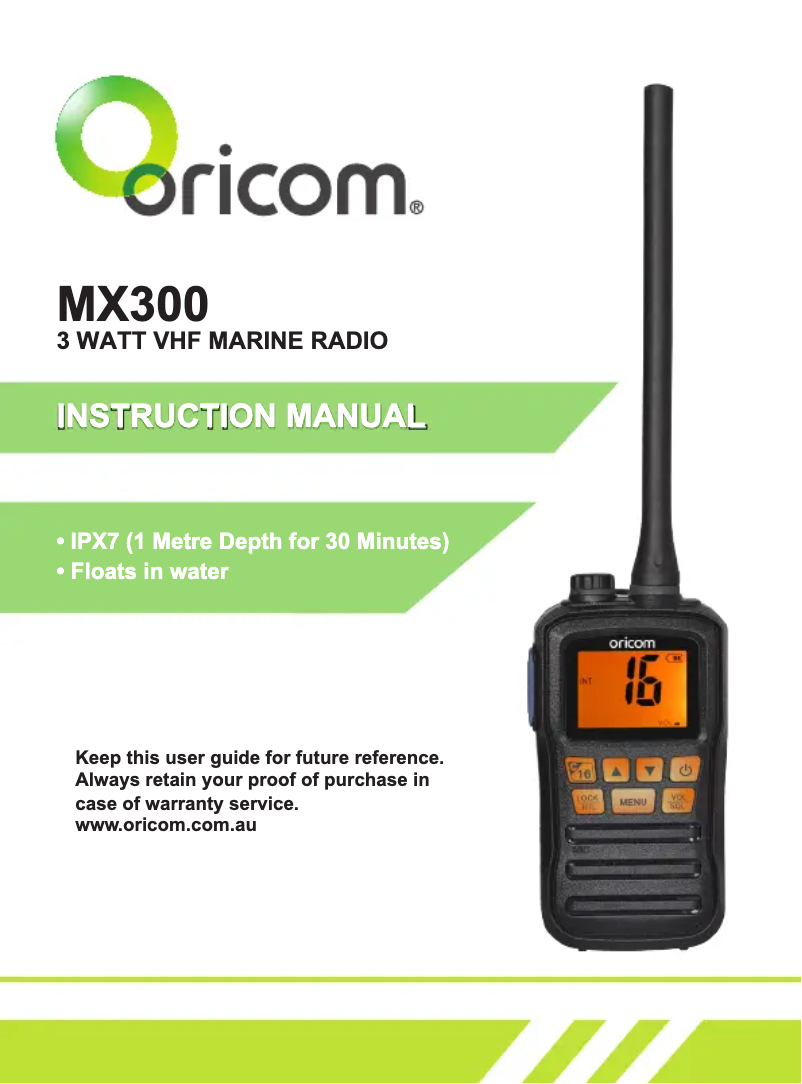 Page n°1 - Manuel utilisateur Oricom MX300