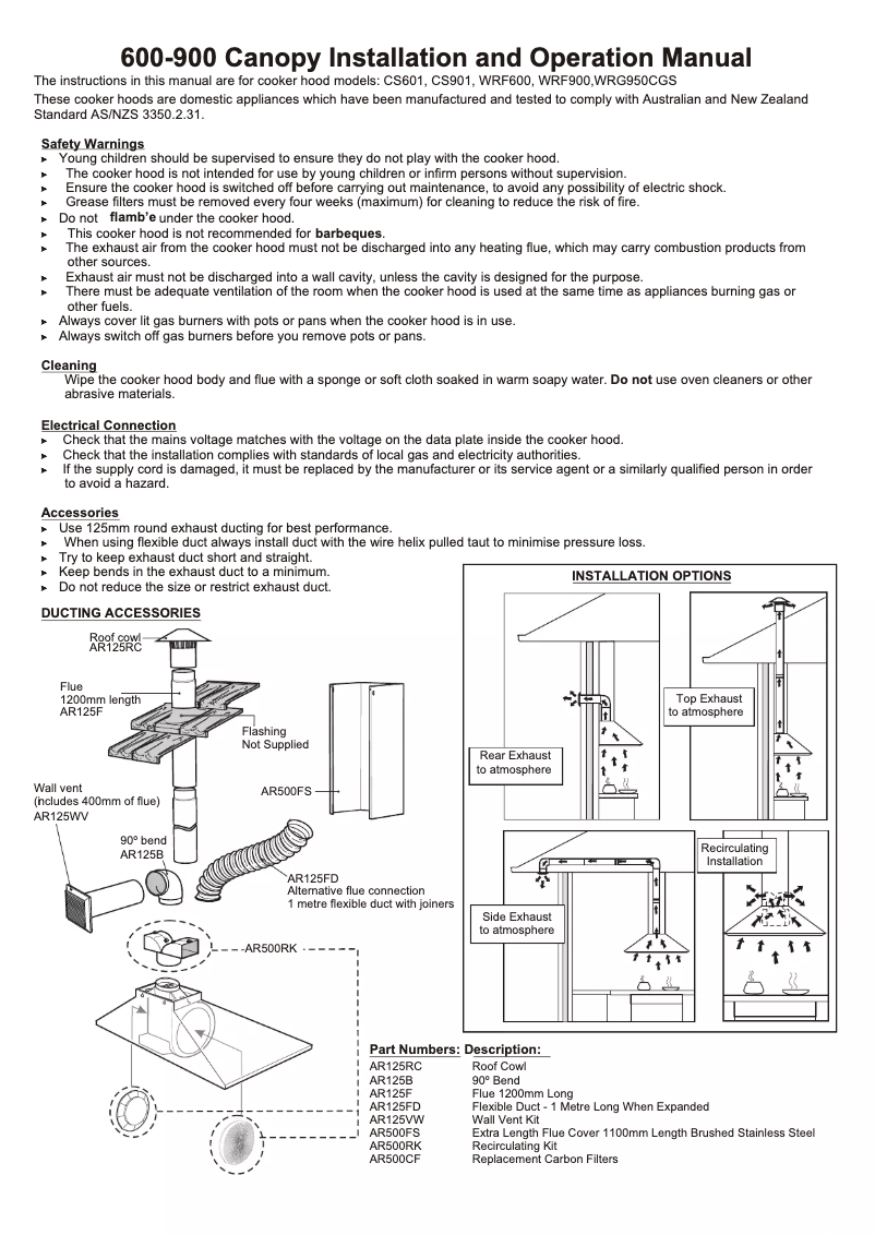 Page n°1 - Manuel utilisateur Westinghouse WRG950CGS