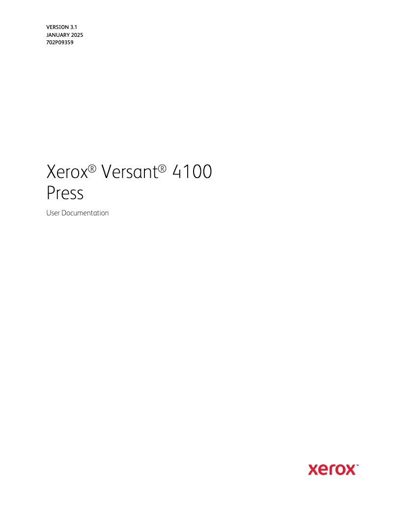 Page n°1 - Manuel utilisateur Xerox Versant 4100 Press