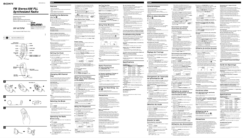 Page n°1 - Manuel utilisateur Sony SRF-M75PM
