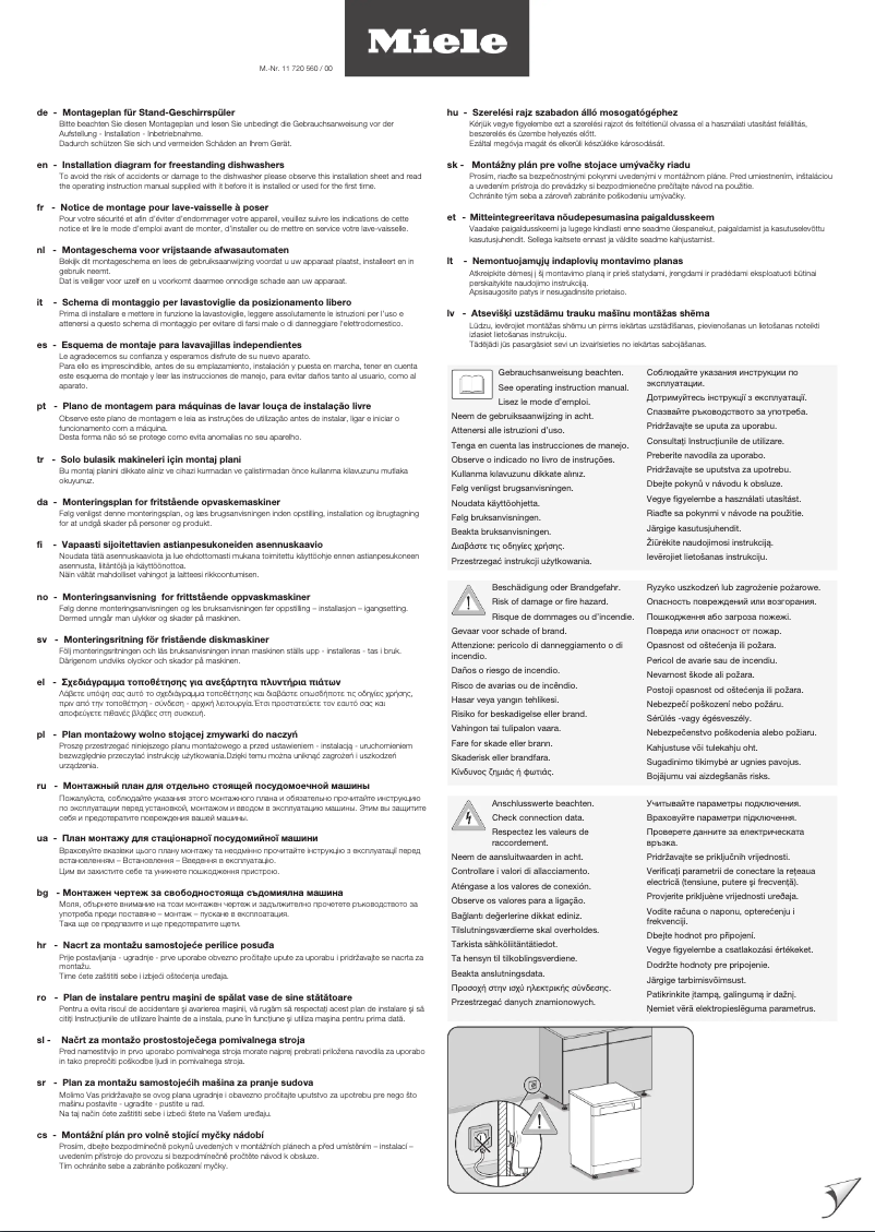 Page 1 de la notice Instructions / montage Miele G 5223 SC Front Excellence