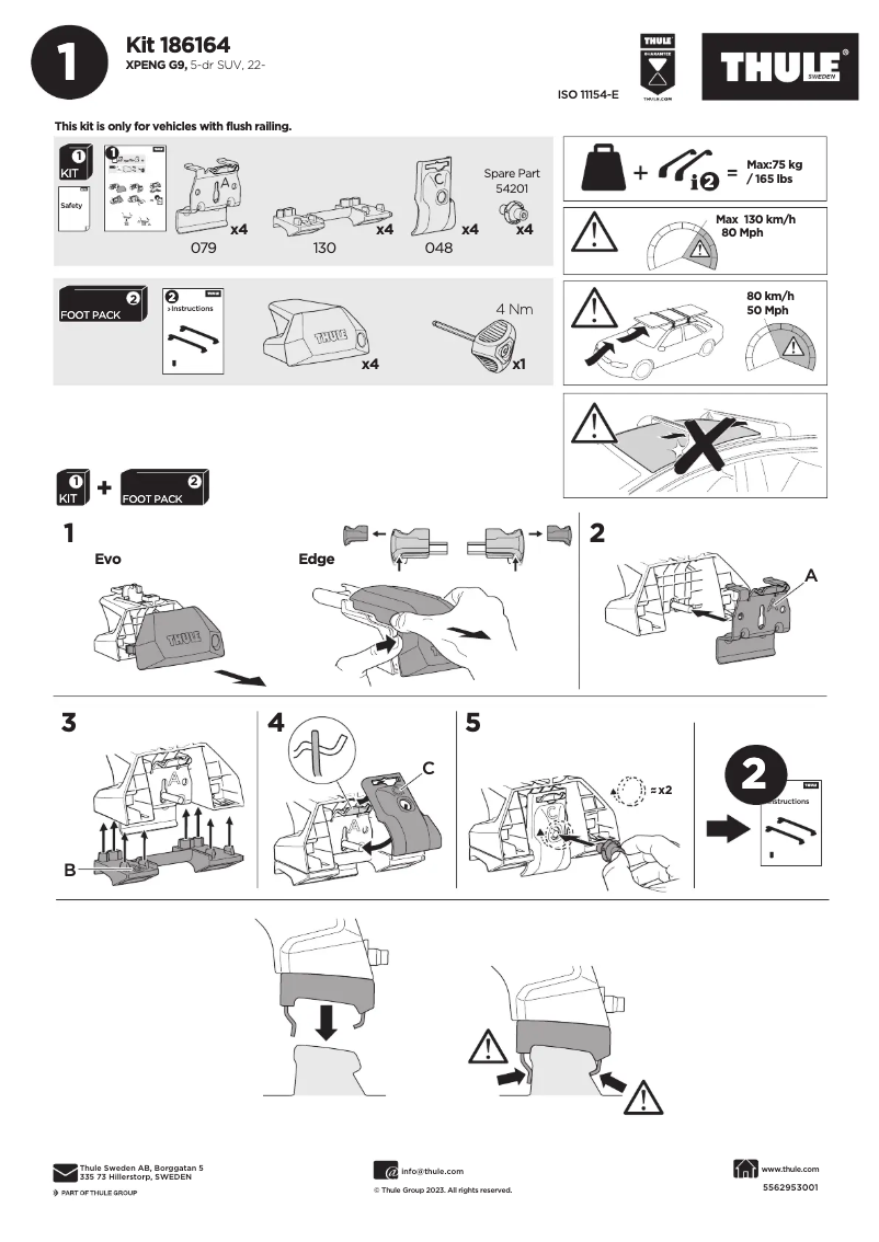 Page 1 de la notice Manuel utilisateur Thule Kit 186164
