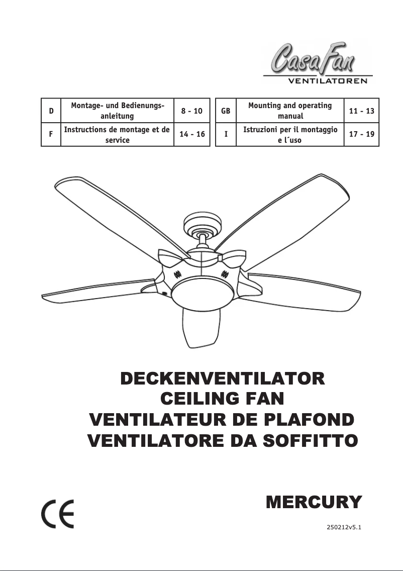 Page n°1 - Manuel utilisateur CasaFan Mercury