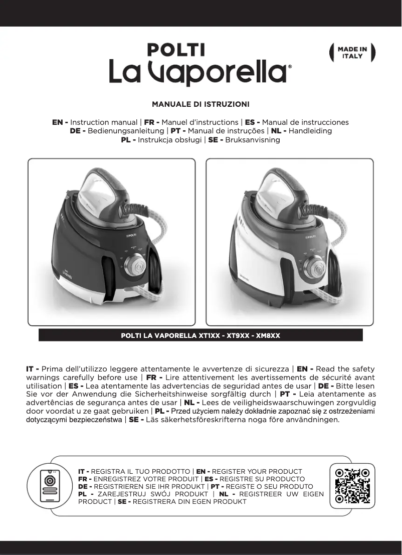 Image de la première page du manuel de l'appareil La Vaporella XT110C