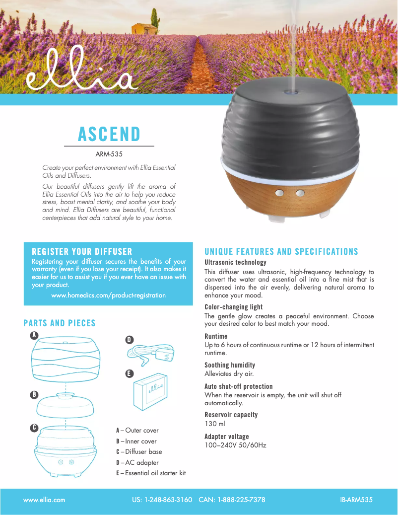 Page n°1 - Manuel utilisateur ELLIA Ascend ARM-535