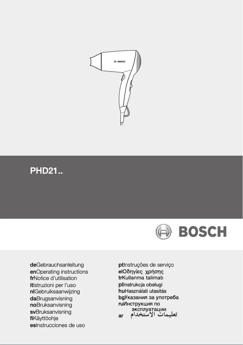 Page 1 de la notice Manuel utilisateur Bosch PHD2101