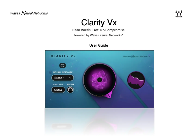 Page 1 de la notice Manuel utilisateur Waves Clarity Vx