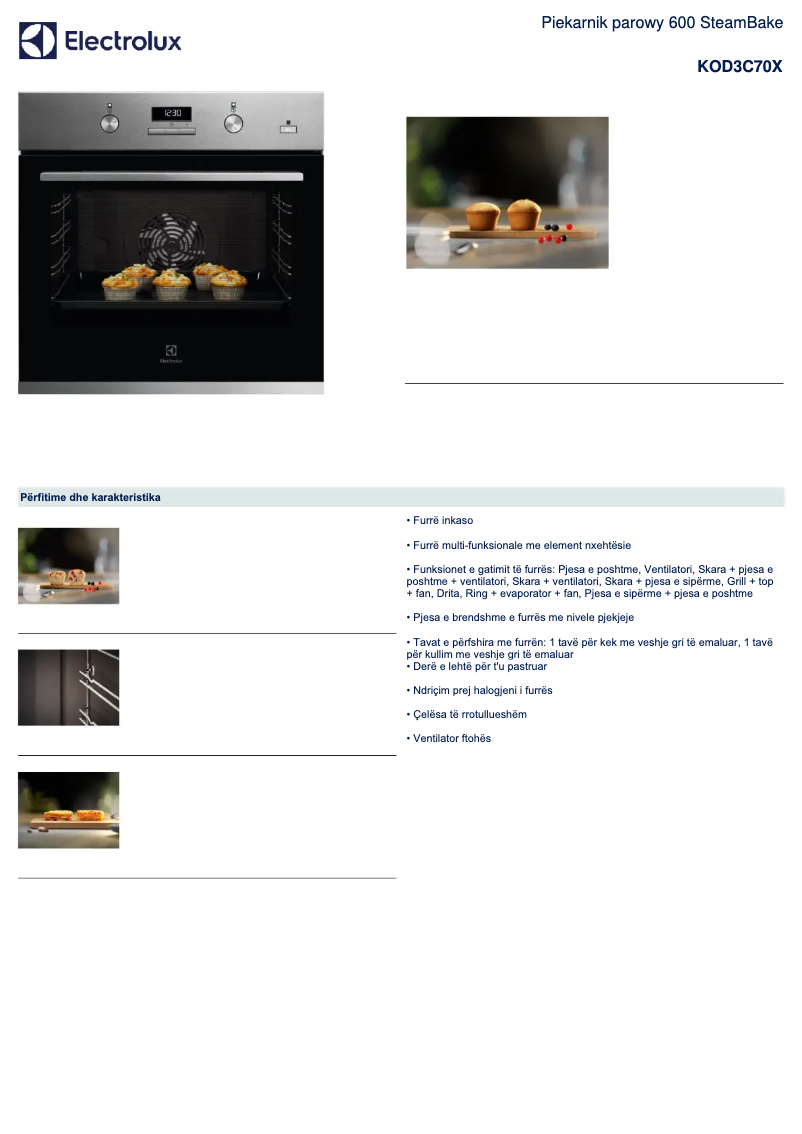 Page n°1 - Fiche technique Electrolux KOD3C70X