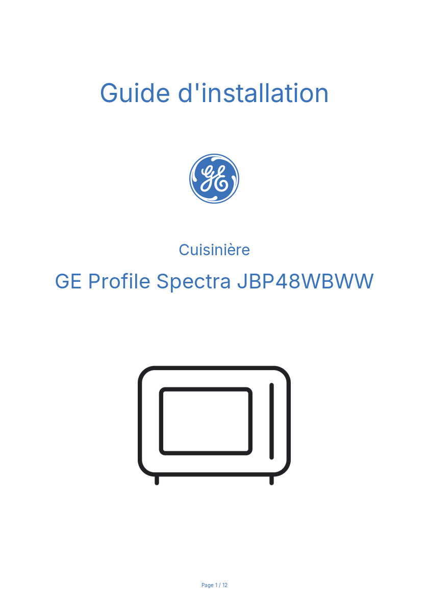 Image de la première page du manuel de l'appareil Profile Spectra JBP48WBWW