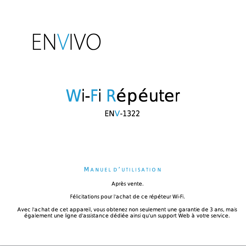 Page 1 de la notice Manuel utilisateur Envivo ENV-1322
