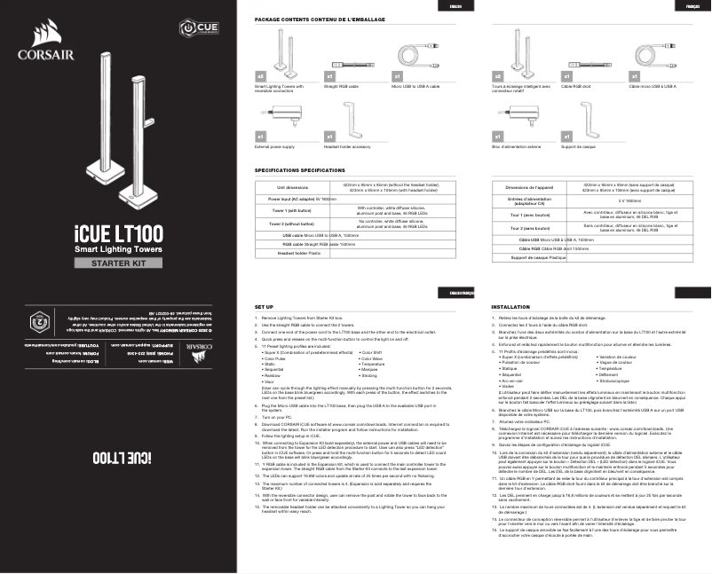 Page 1 de la notice Manuel utilisateur Corsair iCUE LT100