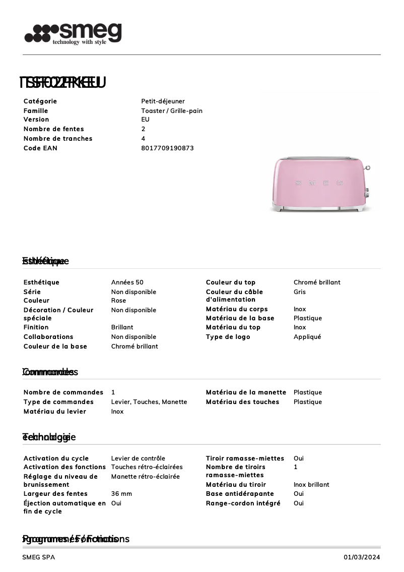 Image de la première page du manuel de l'appareil TSF02