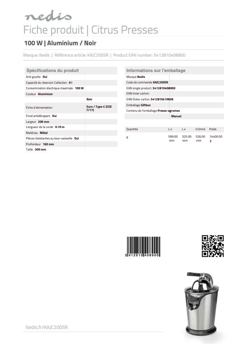 Image de la première page du manuel de l'appareil KAJC200SR