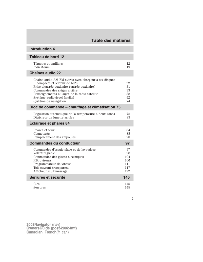 Image de la première page du manuel de l'appareil Navigator (2008)