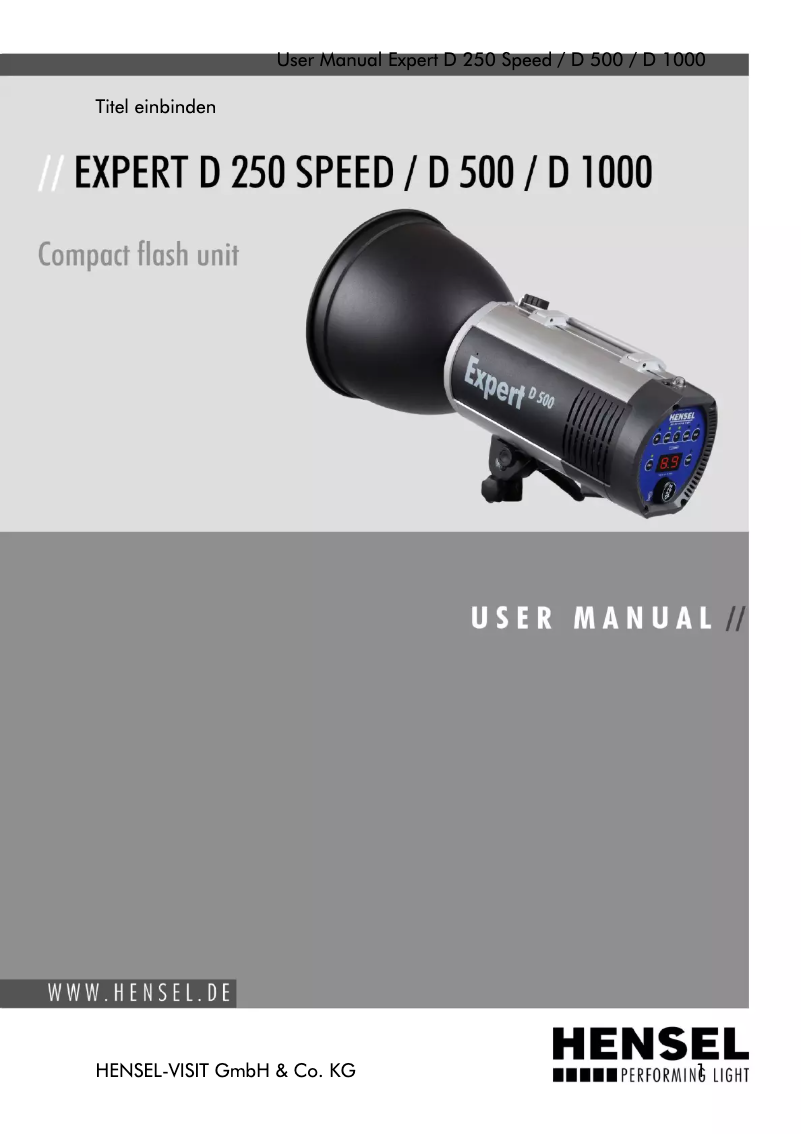 Page 1 de la notice Manuel utilisateur Hensel Expert D 500
