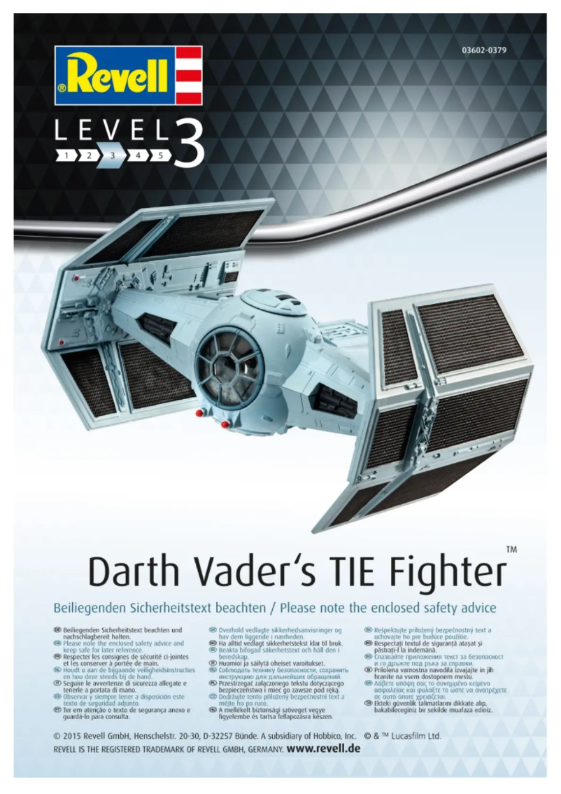 Page 1 de la notice Manuel utilisateur Revell Darth Vader's TIE Fighter