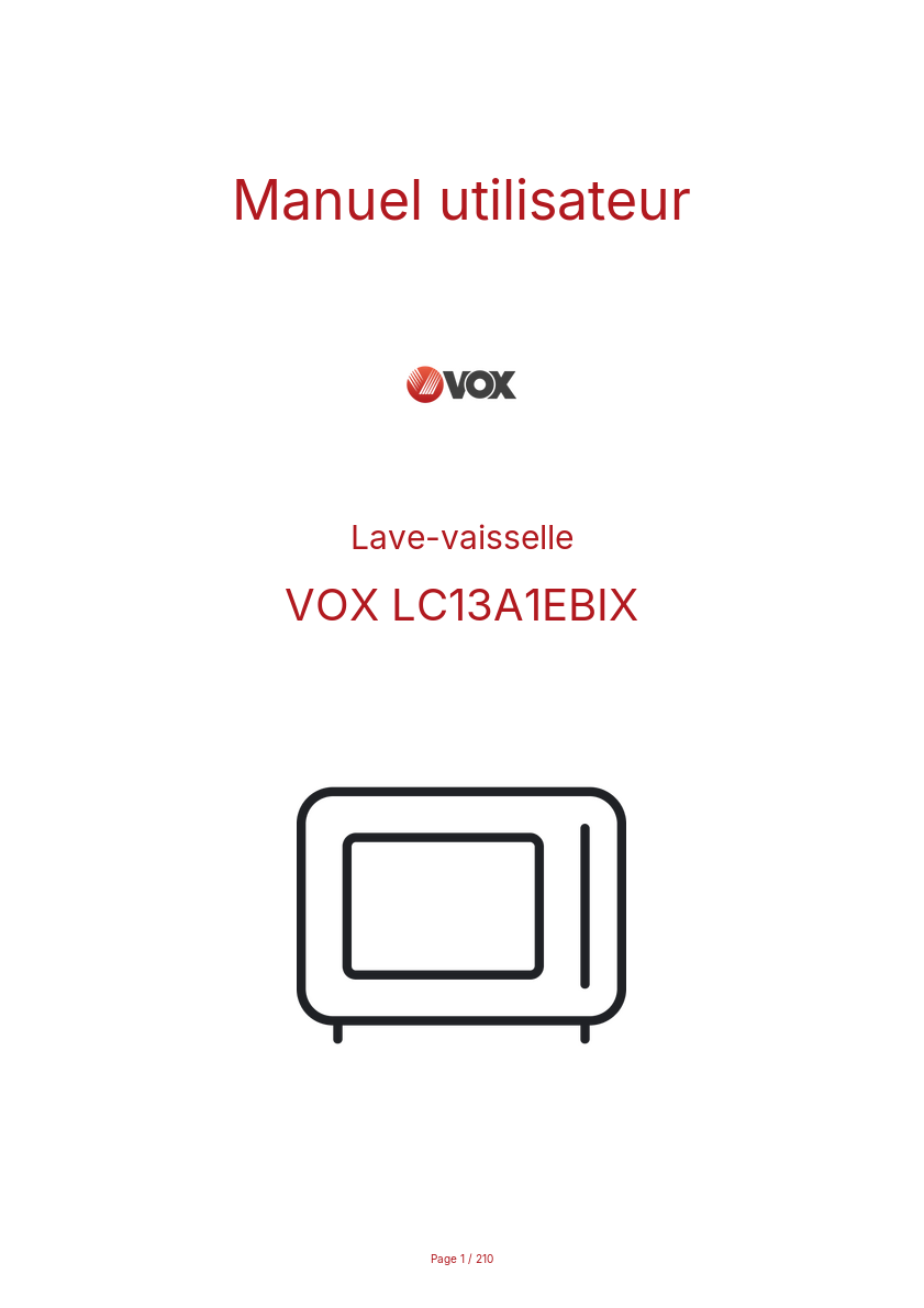 Image de la première page du manuel de l'appareil LC13A1EBIX