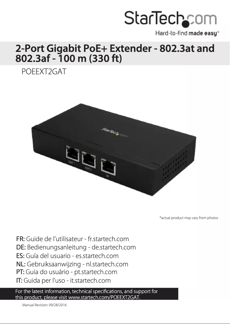 Página 1 del manual Manual de usuario StarTech.com POEEXT2GAT