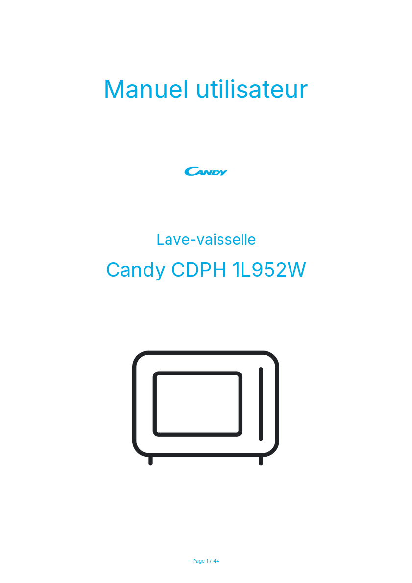 Page n°1 - Manuel utilisateur Candy CDPH 1L952W