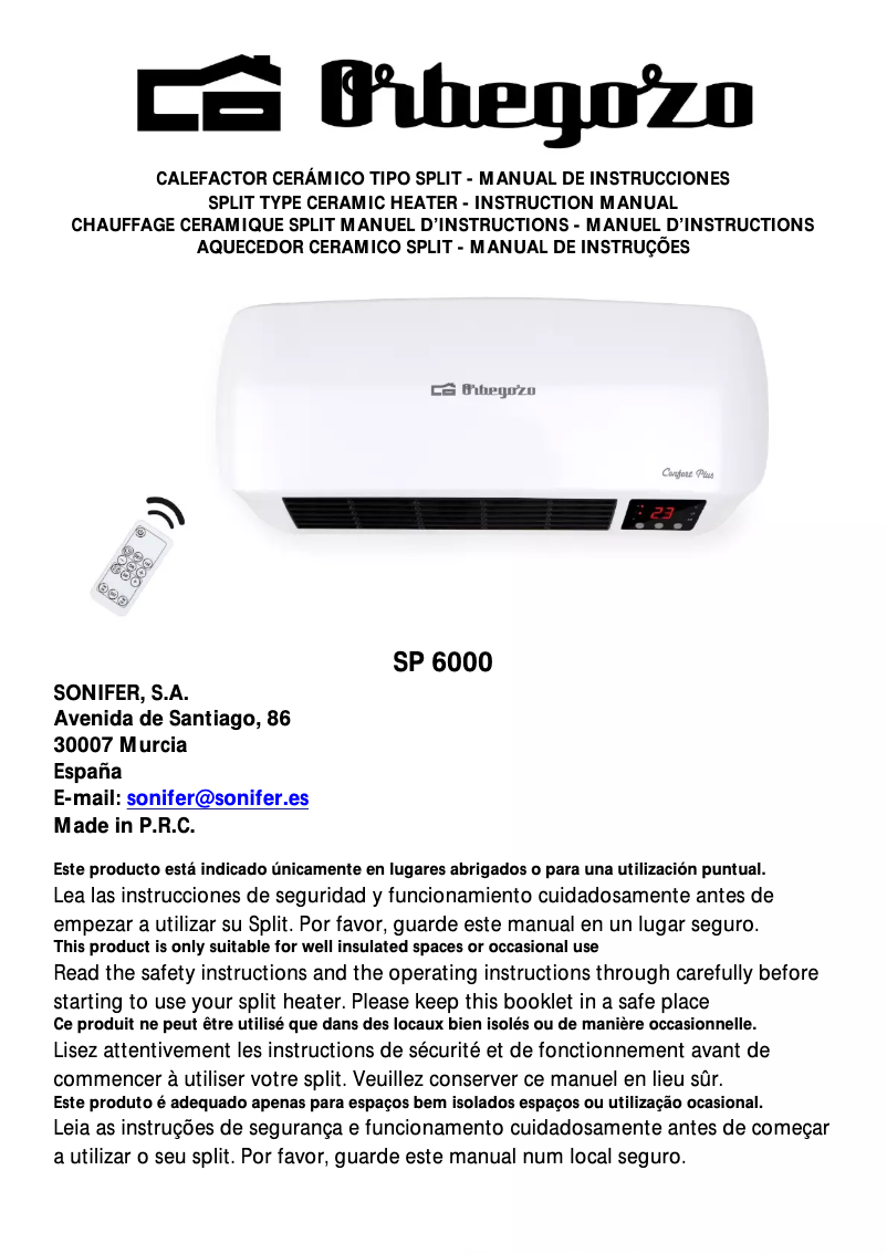 Image de la première page du manuel de l'appareil SP 6000