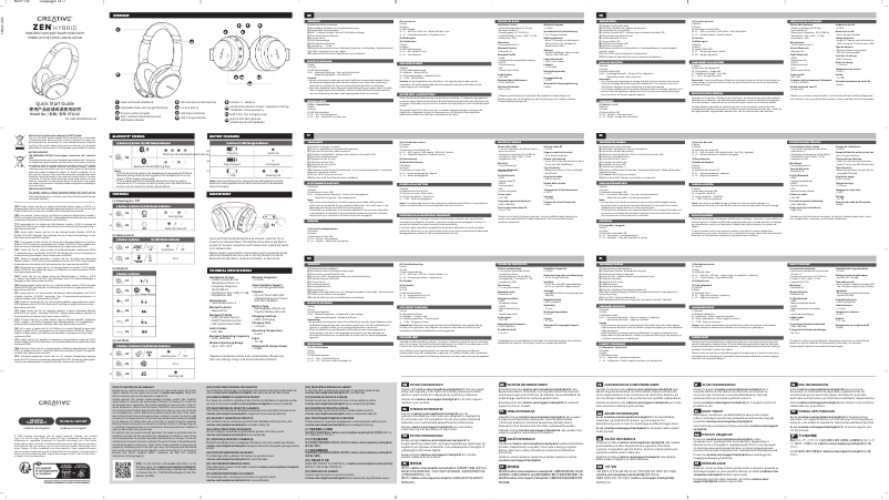Imagen de la primera página del manual del dispositivo Zen Hybrid