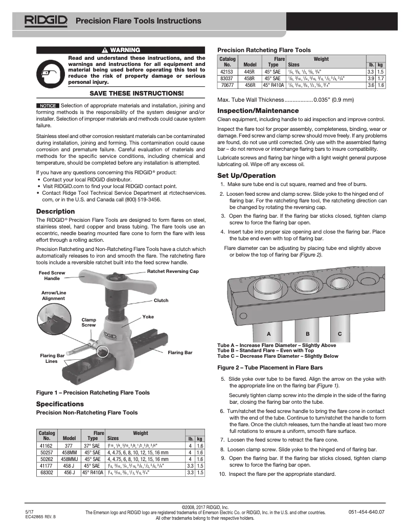 Page n°1 - Manuel utilisateur Ridgid 377