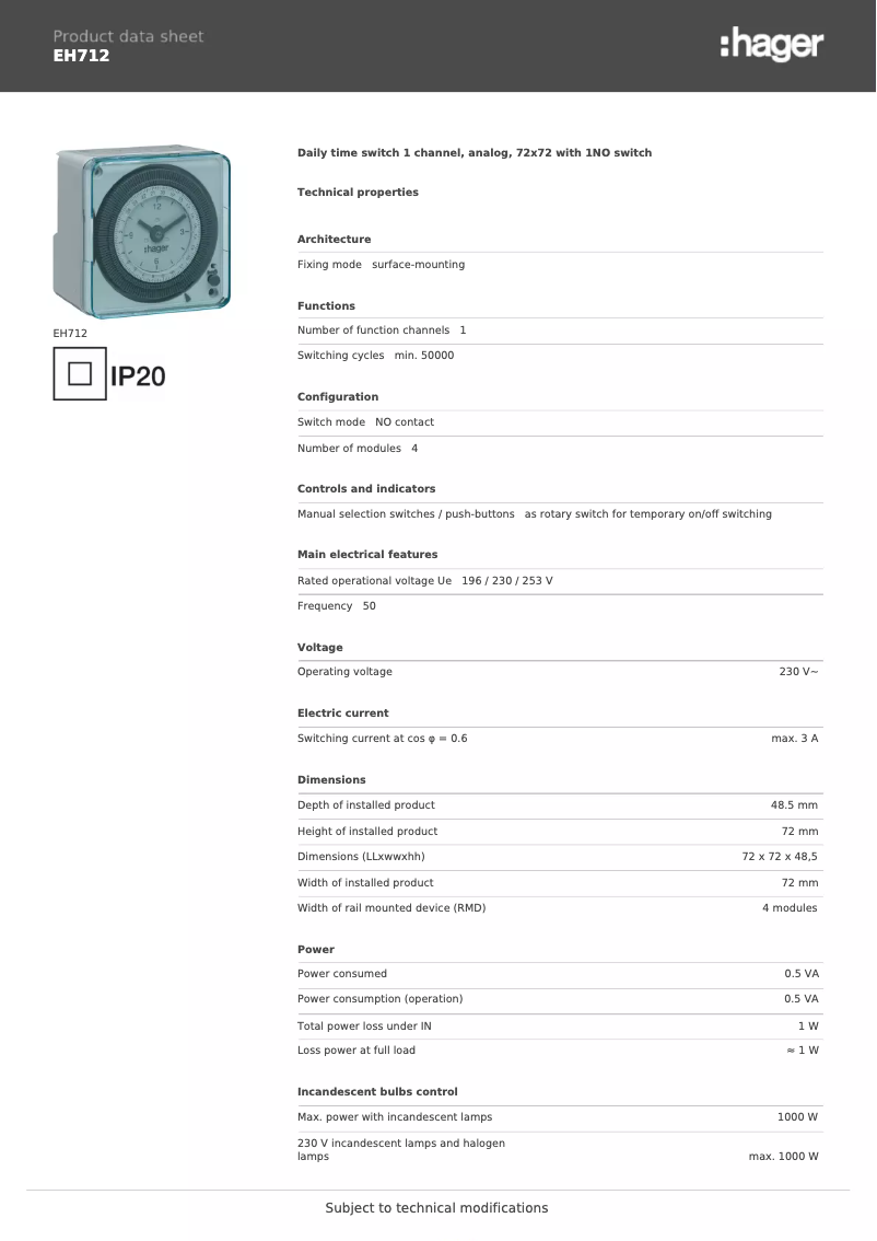 Image de la première page du manuel de l'appareil EH712