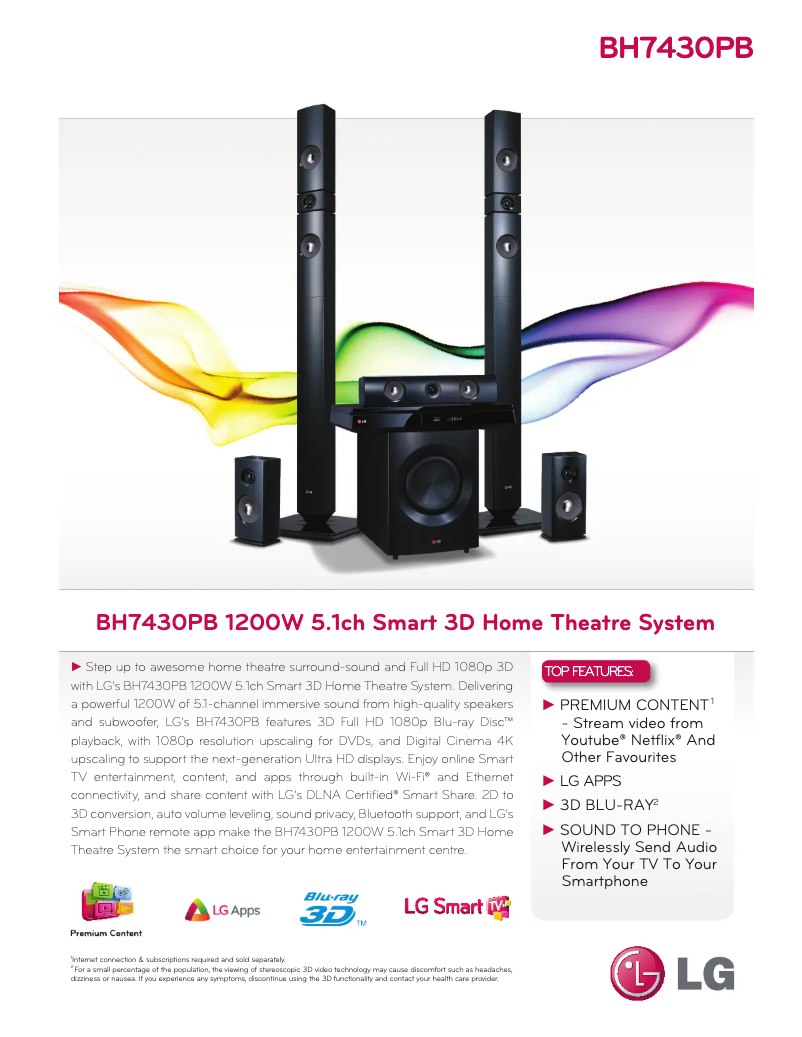 Page n°1 - Fiche technique LG BH7430PB