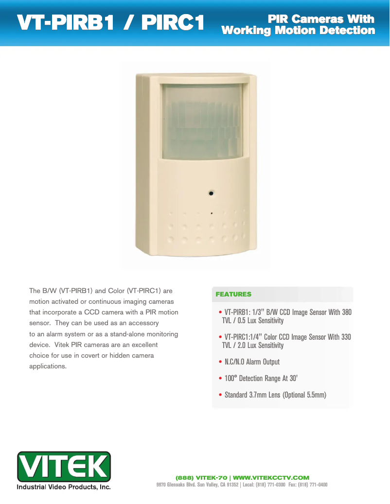 Page 1 de la notice Manuel utilisateur Vitek VT-PIRC1