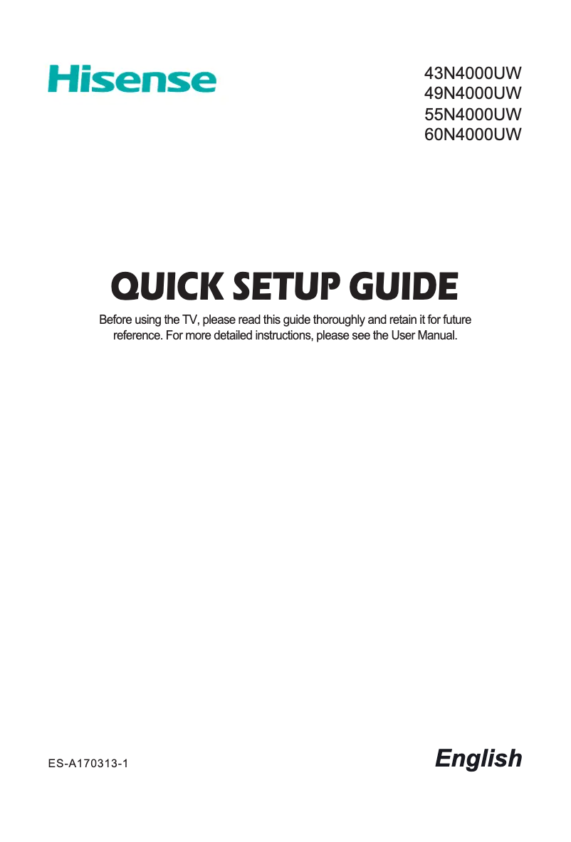 Page 1 de la notice Manuel utilisateur Hisense N4000