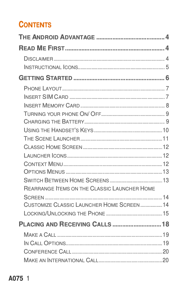 Page 1 de la notice Manuel utilisateur Micromax Bolt A075