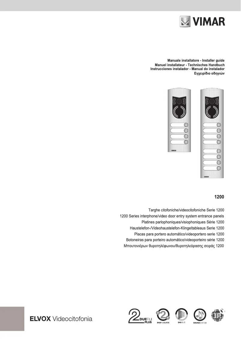 Page n°1 - Manuel utilisateur Vimar ELVOX 1252