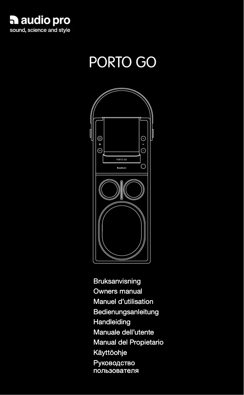 Page 1 de la notice Manuel utilisateur Audio Pro Porto Go