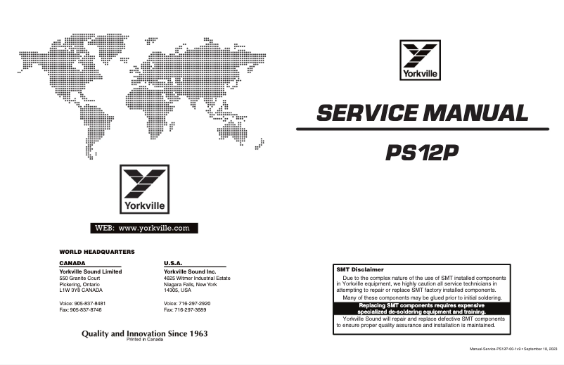 Page n°1 - Manuel utilisateur Yorkville ParaSource PS12P
