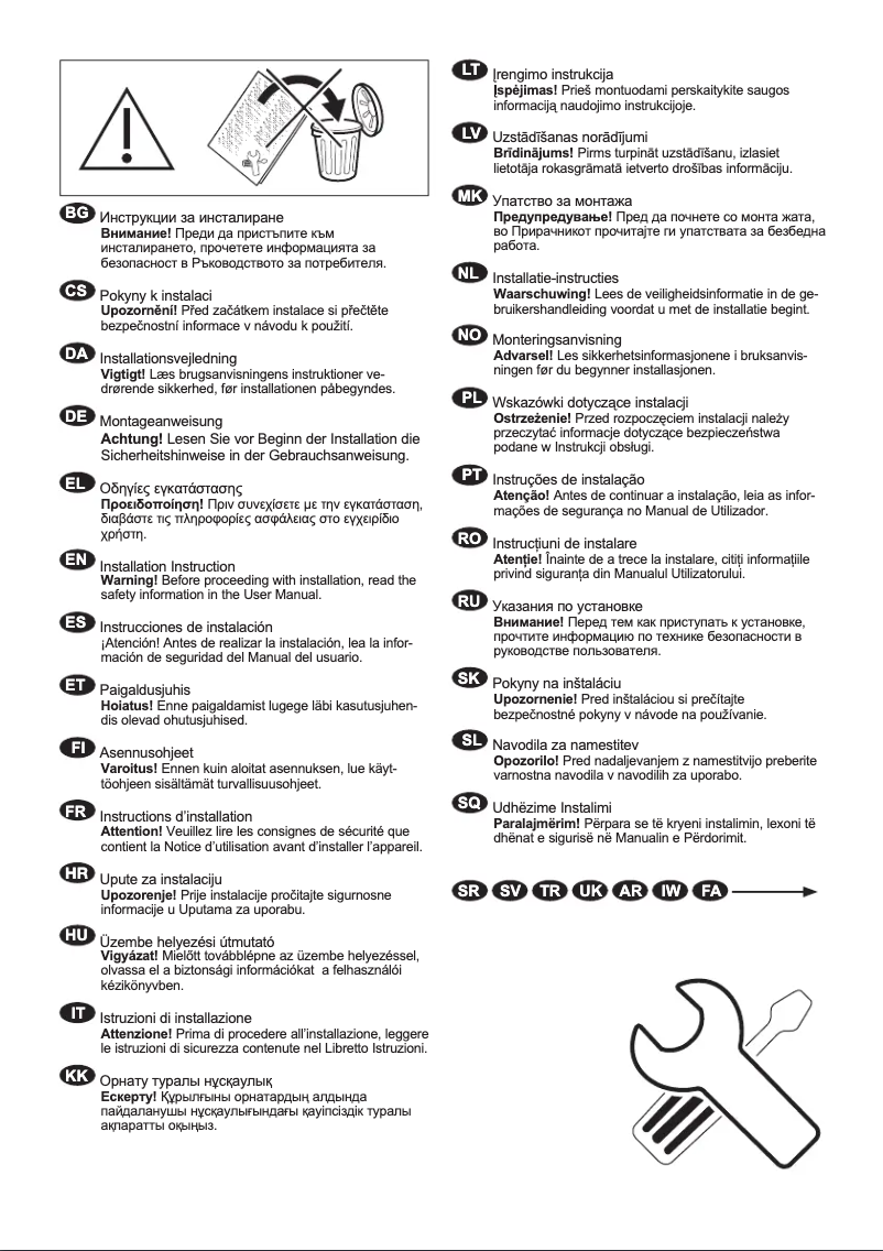 Page 1 de la notice Guide d'installation Electrolux EW6F428BC