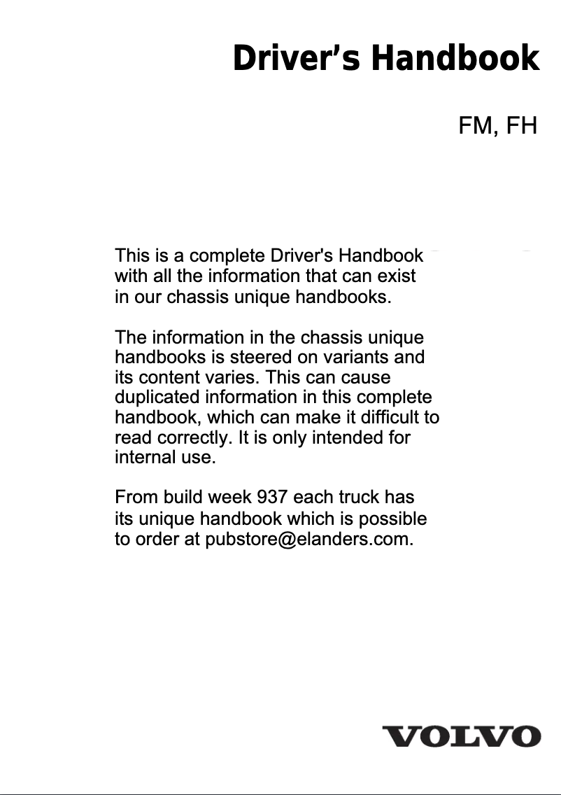 Page 1 de la notice Manuel utilisateur Volvo FM (1998)