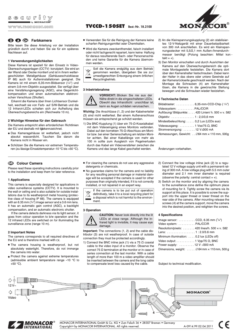 Image de la première page du manuel de l'appareil TVCCD-150SET