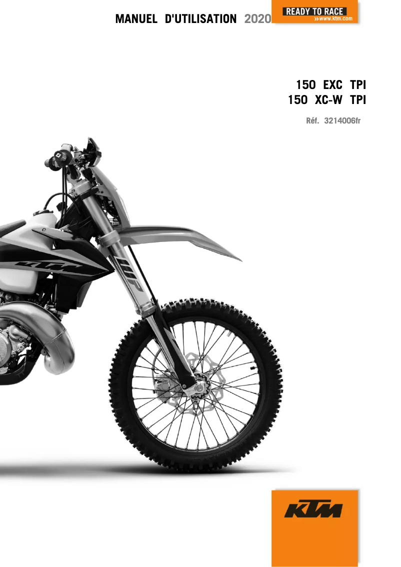 Page 1 de la notice Manuel utilisateur KTM 150 XC-W TPI (2020)