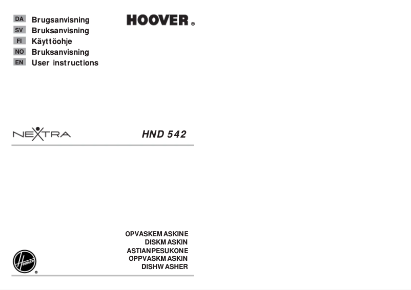 Page n°1 - Manuel utilisateur Hoover HND 542-86S