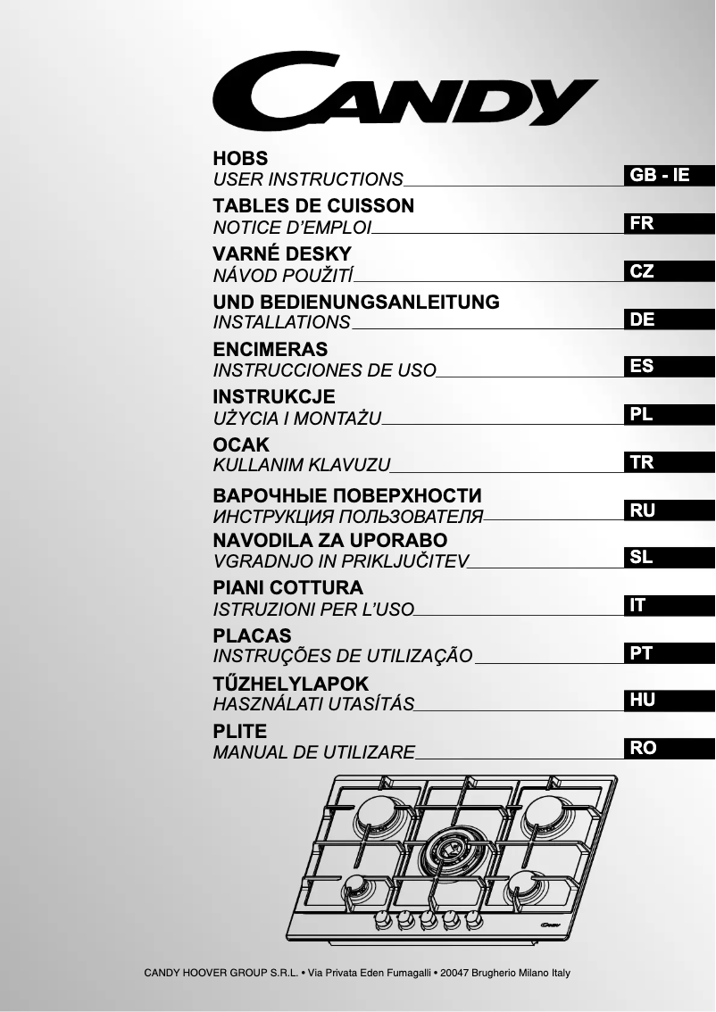 Page n°1 - Manuel utilisateur Candy CPG64SGGH JV