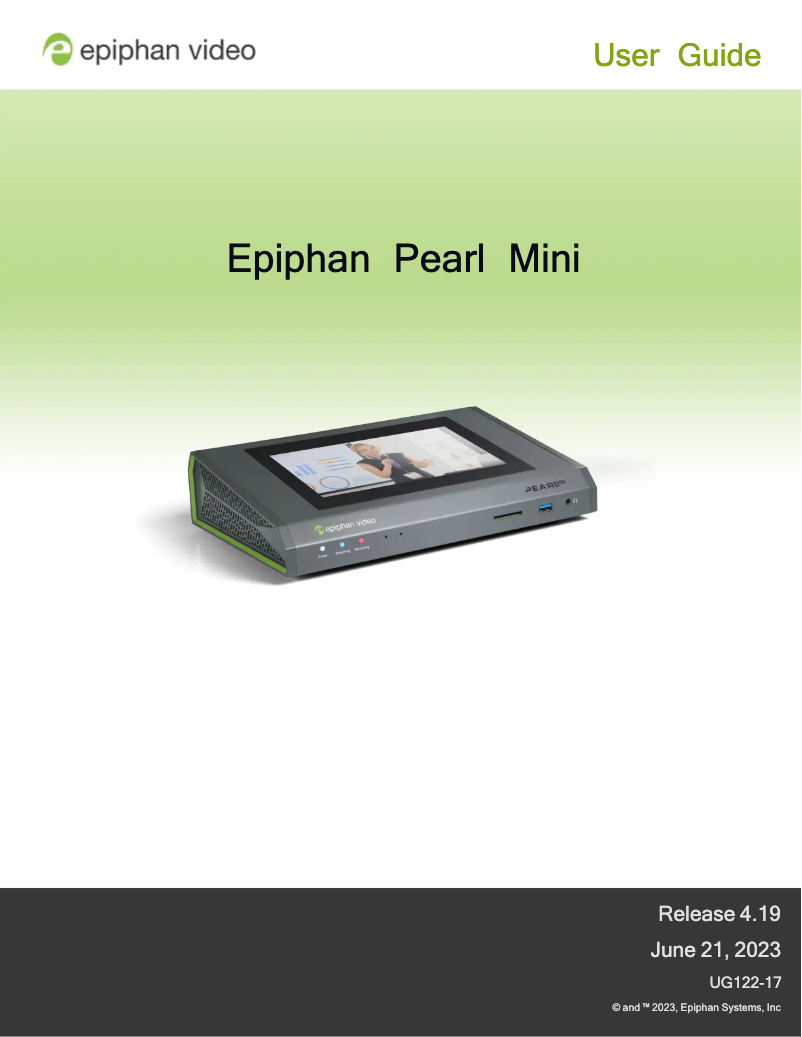 Página 1 del manual Manual de usuario Epiphan Pearl Mini