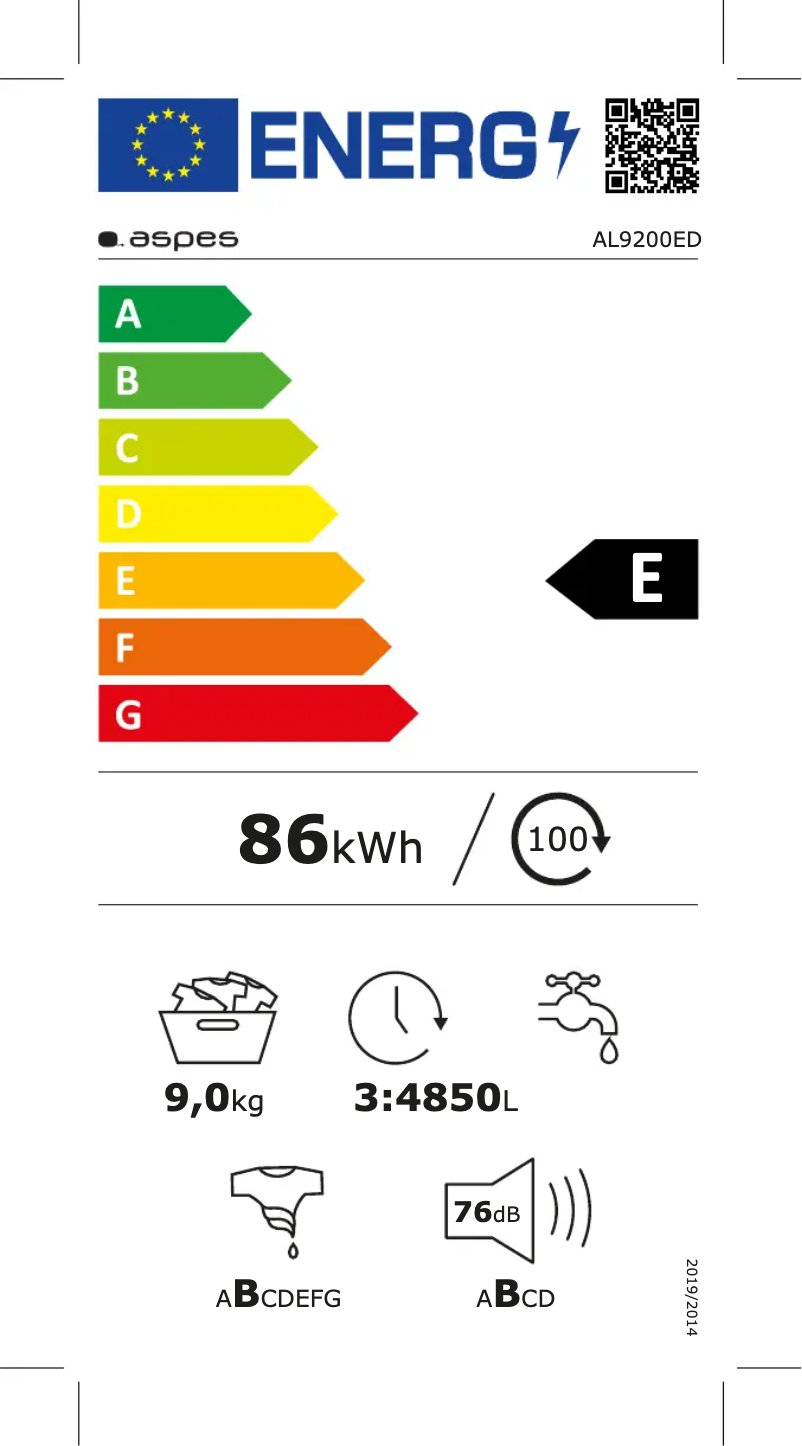 Page 1 de la notice Manuel utilisateur Aspes AL9200ED