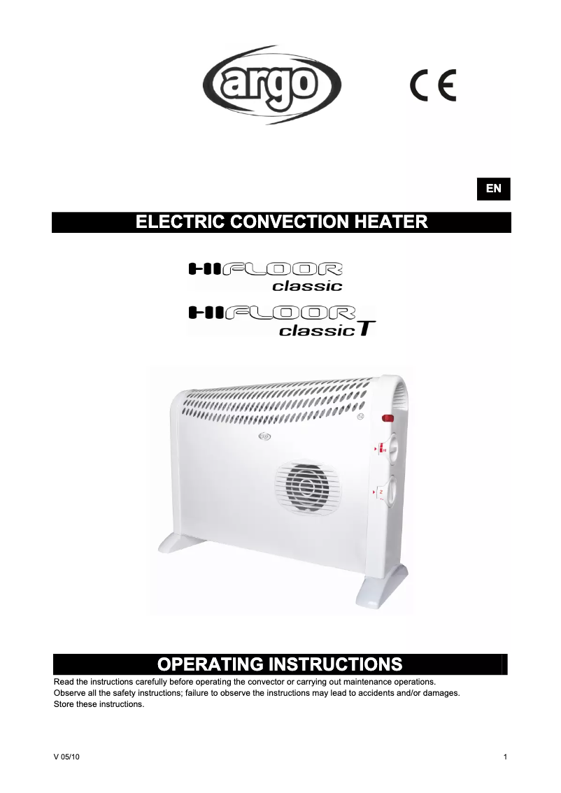 Page n°1 - Manuel utilisateur Argoclima Hi Floor Classic