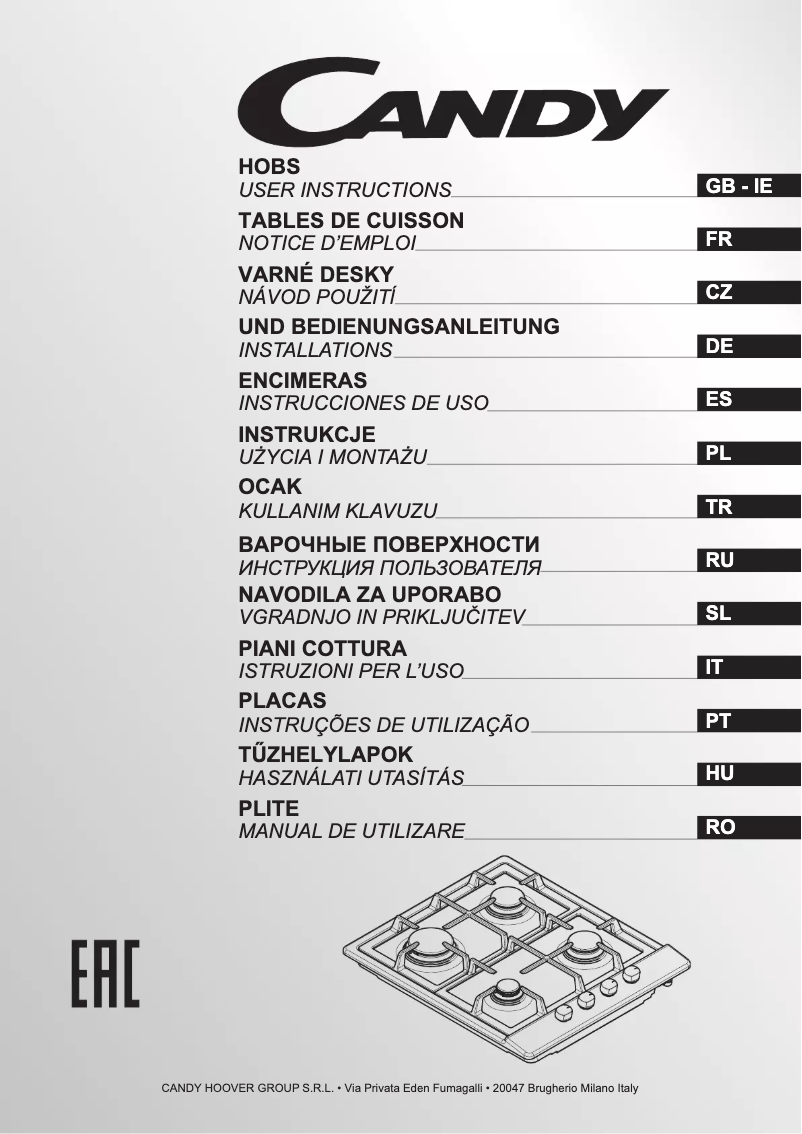 Page n°1 - Manuel utilisateur Candy CLG64PX