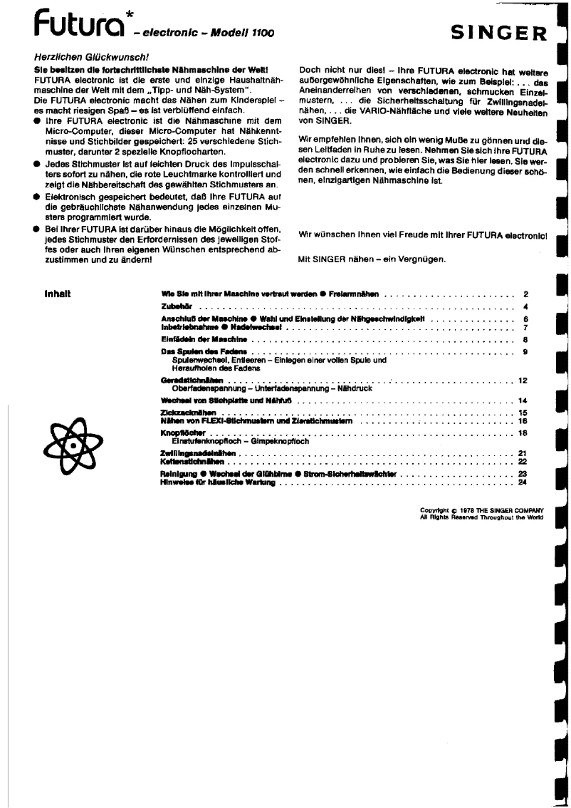 Página 1 del manual Manual de usuario Singer Futura 1000